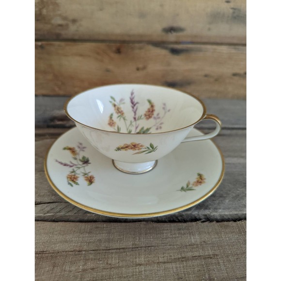Vintage Malverne by Edestein Bone China Footed Teacup and Saucer - Picture 1 of 6